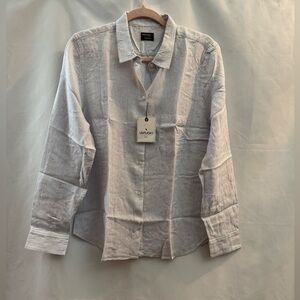 Untuckit Angelen Long Sleeve Button Down Shirt Black & White Vertical Stripe